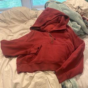 Lululemon oversized cropped scuba sweatshirt with hood size M/L dark red